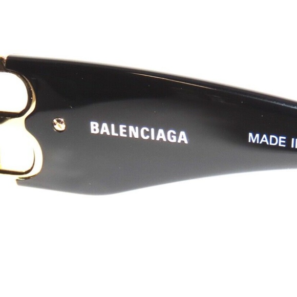 Balenciaga BB0096S 001 Black Gold Gray Sunglasses
